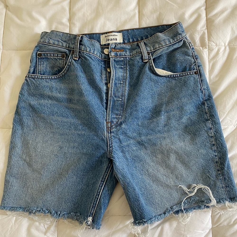 Reformation Long Denim Shorts